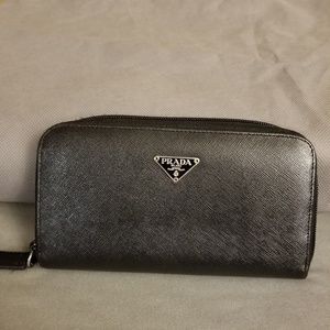 Prada saffiano signature leather wallet